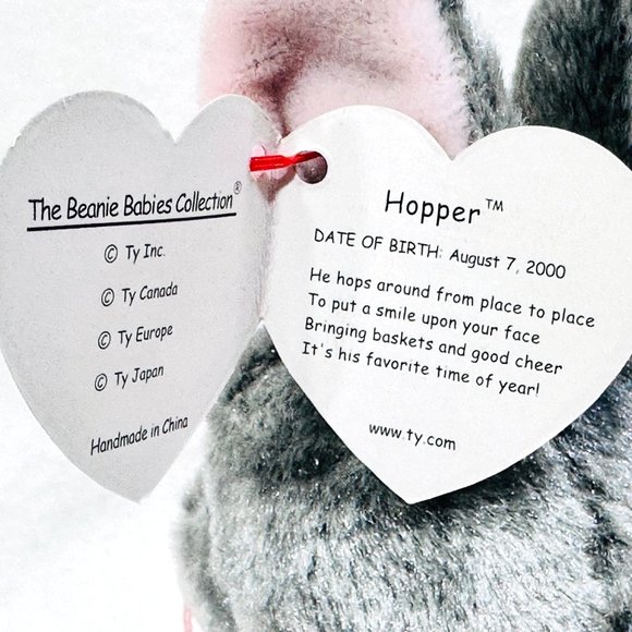 Ty Y2K Hopper Bunny Rabbit Beanie Baby w/All Tags & Heart Protector - Picture 8 of 12